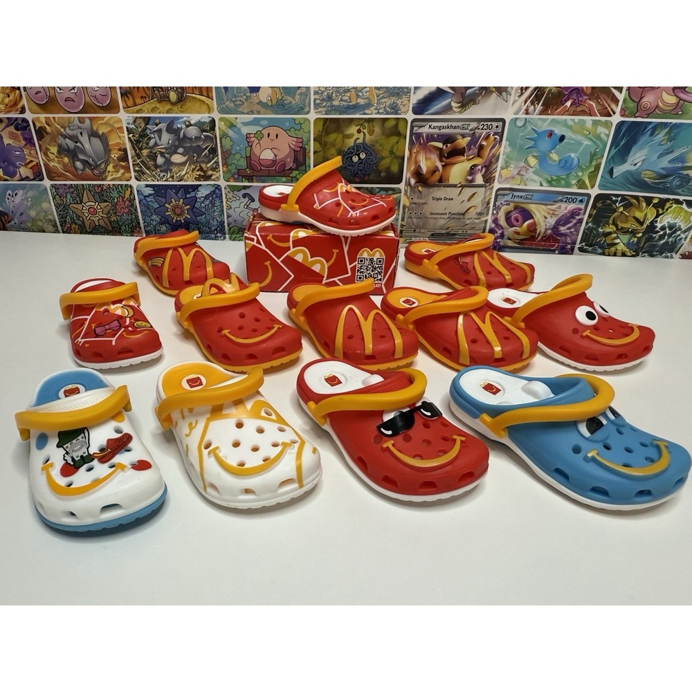 McDonald's Crocs Mini Figures Lot of 12 w Box & Sticker Sheet